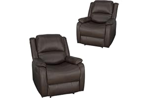 RecPro Charles Collection | 30" Zero Wall Wall Hugger Recliner | RV Living Room (Slideout) Chair (Chestnut, 2-Pack)