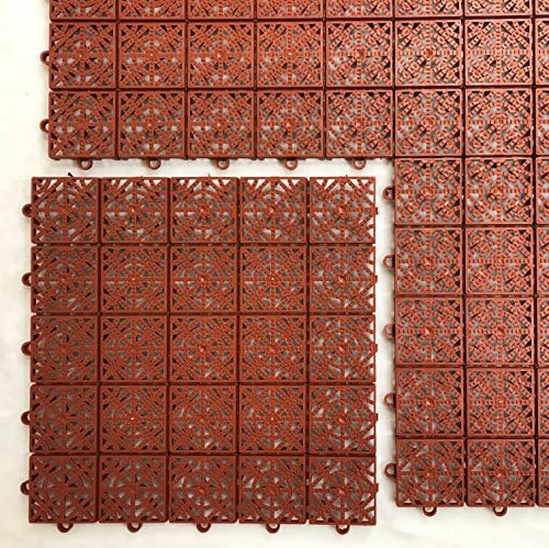 9 piece together 11sq.ft heavy duty interlocking tiles brown 13''x 13'' modular flooring Outdoor indoor patio mat Water Drain Wet Floor Drying anti-slip Non-Slip safety walk Matting Free Flow Drainage