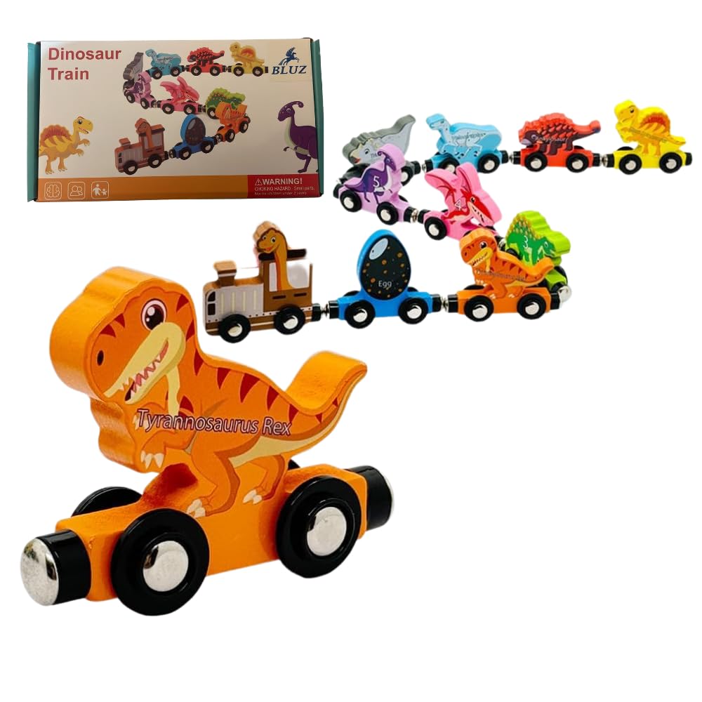Dinosaur Train Set for 3+ Years Kids, 10 PCS Toys Set, Magnetic Number Train, Early Development Activity & Preschool Educational Set, Birthday Gift for Boys & Girls