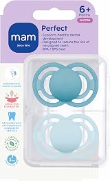 MAM Perfect Soothers 6-18 Months 2 Pack with Self Sterilising Case Blue/White view 2