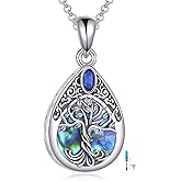 SHINYKEND 925 Sterling Silver Tree of Life Urn Necklace for Ashes, Teardrop Keepsake Cremation Pendant with Funnel Filler for Women Dainty Memorial Jewelry Gifts for Her Mom Grandma Sister 18+2"