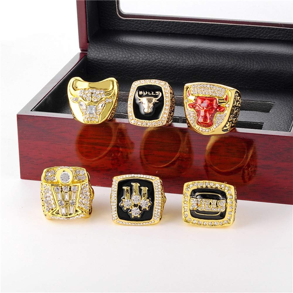 NBA Chicago Bulls for Six Years Show Ring Set, a Generic Set of Six Championship Rings - Collection,Gold,10
