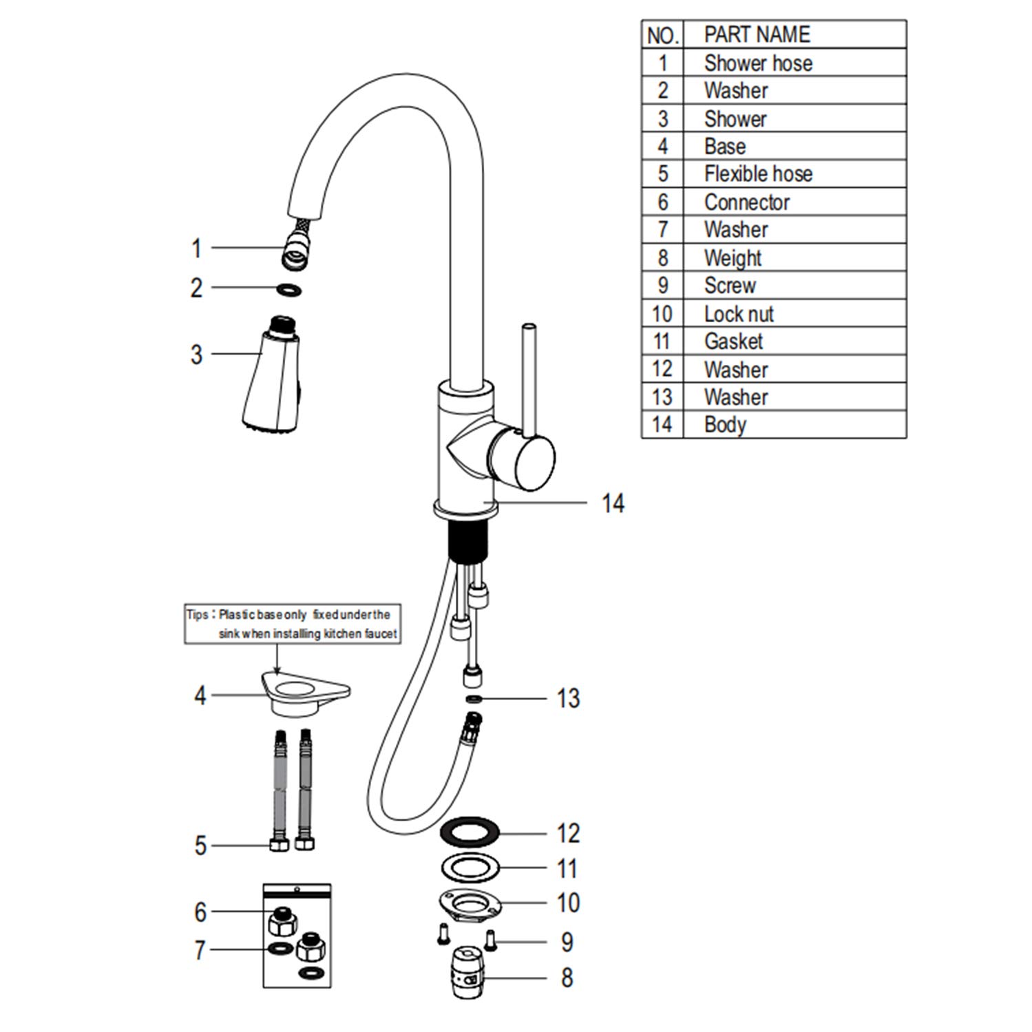 Cakiong Brushed Nickel Solid Brass Professional Sink Mixer Tap