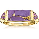 Ross-Simons Purple Turquoise and .10 ct. t.w. Amethyst Ring in 18kt Gold Over Sterling