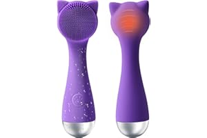 FEOFLEN Facial Cleansing Brush, Silicone Face Scrubber Exfoliator for Men & Women, Electric Facial Brush Waterproof, with 3 Speeds Adjustable for Deep Cleaning, Removing Blackhead, Face Massaging (Purple)
