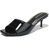 LULLASONG Women's Kitten Heels Sandals Low Heels Slip On Slides 2 Inch Heeled Square Open Toe Sandals for Women