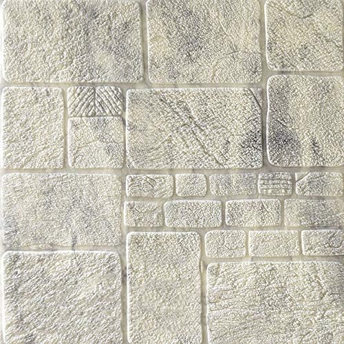 YANGMAN 3D Brick Wall Stickers DIY Foam Soundproofing Self- Adhesive Light Grey Wallpaper Wall Panels for Living Room,Bedroom,Bar,TV Wall, Office,69x69 cm,40pack204.8sq.ft