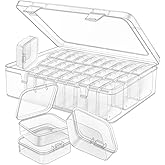 30 Grids Bead Organizer Box,Small Plastic Craft Storage Organizer and Storage Cases Mini Clear Boxes, Rectangular Containers 