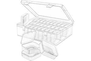 30 Grids Bead Organizer Box,Small Plastic Craft Storage Organizer and Storage Cases Mini Clear Boxes, Rectangular Containers 
