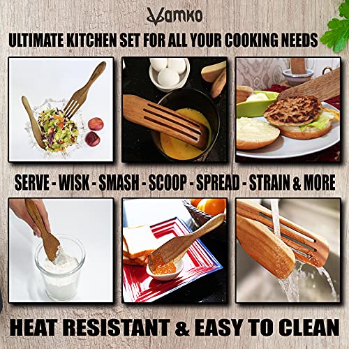 VAMKO Spurtles 4pc Set As Seen on TV Nonstick Wooden Kitchen Utensils