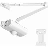 SOPHIA Door Closer for Home, Hydraulic Automatic Door Closer for Residential &amp; Light Commercial Use for Door Weight 55-99LBS, Adjustable Speed, Life Size Fitting Templates, Size 2, White