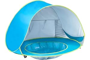 Baby Beach Tent Pop Up Shade with Infant Pool Cabana UV Protection Waterproof Sun Shelter Umbrella for Baby (Blue)