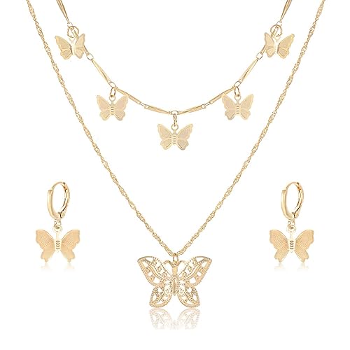 Download Buy Butterfly Choker Necklaces For Women Double Layered Butterfly Pendant Necklaces Bohemia Butterfly Chain Necklaces Cute Insect Jewelry Set Gold At Amazon In