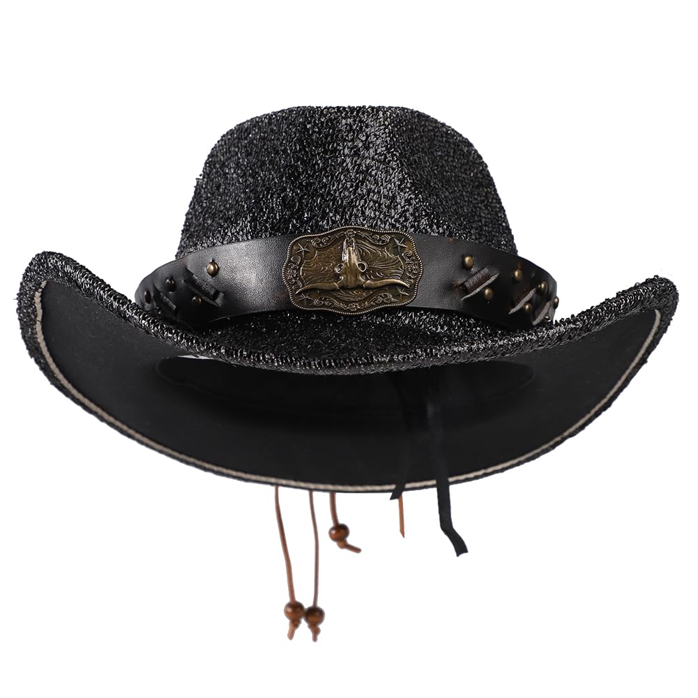Cowboy Hat Cowgirl Hat Horse Riding Hat Cowgirl Outfit Glitter Black Cowboy Hat Sparkly Sequin Cowboy Hat Western Texan Cowboy Hat Fancy Dress Halloween Costume Accessory Cosplay Party Dress Up