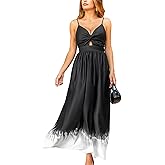 CUPSHE Women Casual Dress Beach Sleeveless V Neck Summer Cutout Spaghetti Straps Formal Maxi Sun Dresses