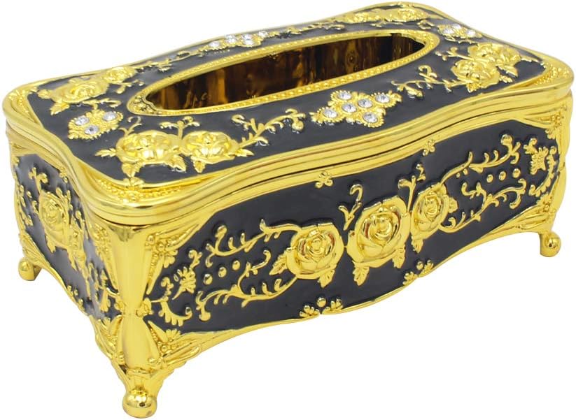 Meltset M Tissue Box Holder Rectangular for Car Kitchen Table Bedroom Bar Napkin Box Cover Gold Black