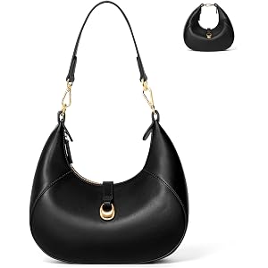 TOPEAST Purses for Women, Crescent Shoulder Bag, Small Soft Leather Trendy Hobo Handbags with Crescent Snap & Removable Strap