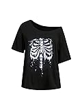 RoseSeek Women's Off The Shoulder Tops Graphic Goth