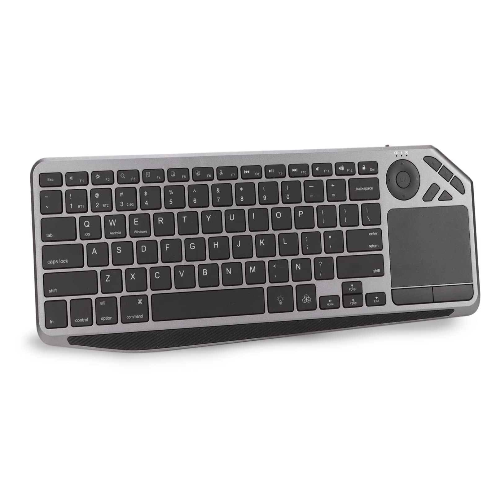 Yunseity Dual Mode Wireless Bluetooth Keyboard with Touchpad, Color Backlit, Multimedia, 78 Keys, iOS, Android, Smart TV, TV Box, HPTC