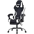 PayLessHere Ergonomic Racing Desk Chair Computer Chair Gaming Chair with Footrest Lumbar Support Headrest Armrest Task Rolling Swivel Ergonomic E-Sports Adjustable PC Gamer Chair, White