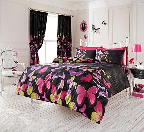 Hendem® Printed Modern Bedroom Duvet Cover Fashion Butterfly Quilt Cover Floral Bed Linen With Pillow Case (Double, Fashion Butterfly Black)