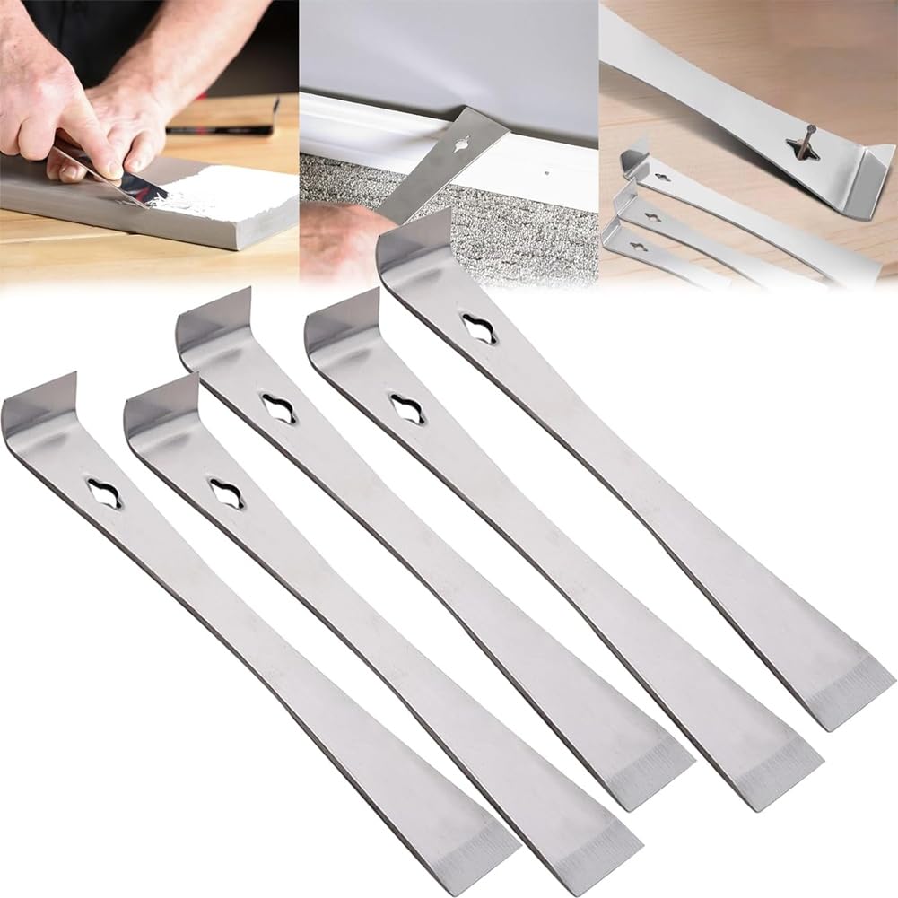 Blisfulhoks Woodworker'S Multi-Purpose Magic, 10 Inch Stainless Steel Pry BarScraper, 3 in 1 Woodworking Tool - Chisel, for Banging