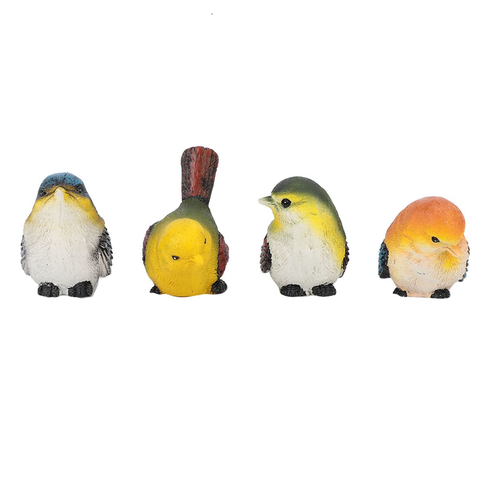 Qcwwy Set of 4 Assorted Bird Sculpture Decorative Birds Figures Decor for Home Garden, Resin Mini Cute Bird Figurine Ornaments Modern Style Figurine Plant Ornaments 2.8x2inch