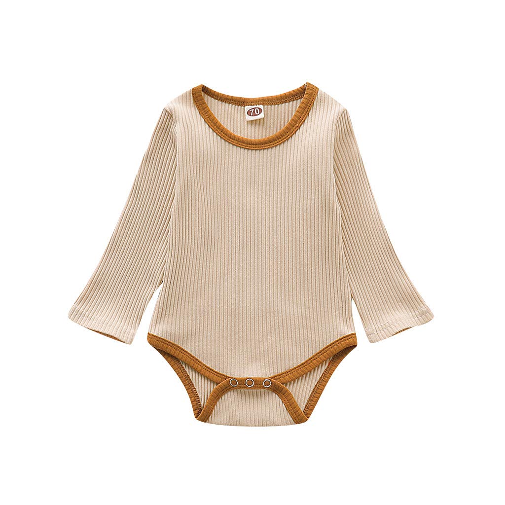 beige long sleeve baby onesie