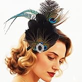 GORTIN 1920s Flapper Headband Roaring 20s Feather Headpiece Art Deco Peacock Hair Accessories for Women