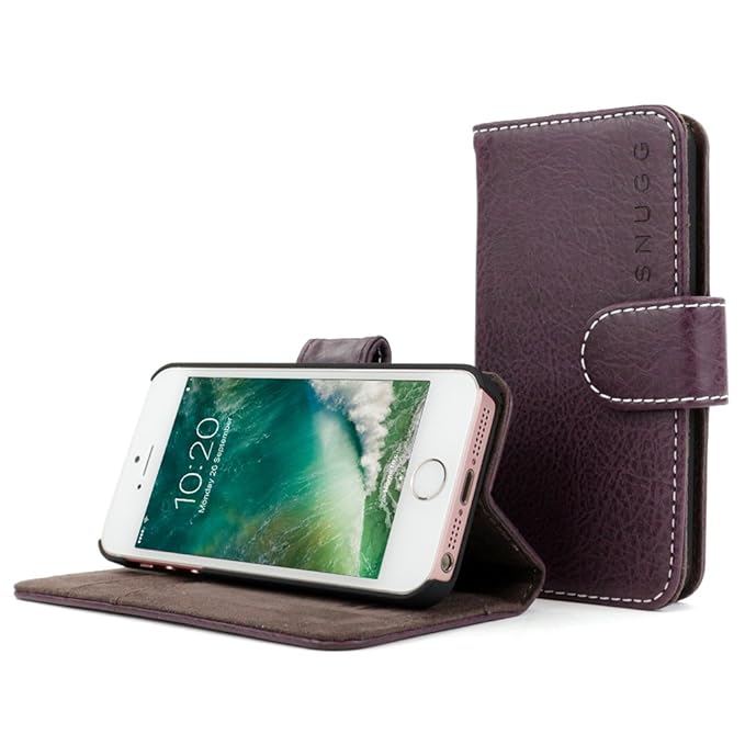 iPhone SE Case, Snugg Amethyst Purple Leather Flip Case Amazon.co.uk