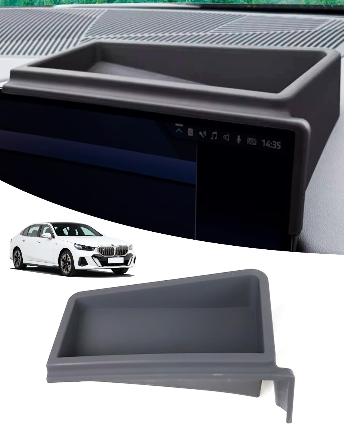 Photo 1 of 2025 i5 Dashboard Storage Tray for Coins, Keys, and Phone, Compatible with BMW 5 Series 520 530 545 M5 i5 eDrive40, xDrive40, M60 G60 2024- (Fits 12.3" & 14.9" Touch Screens)