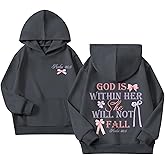 Zoemghc Girl's Christian Graphic Hoodie God is Within Her Hoodies for Kids Jesus Faith Religious Sweatshirts Pullover Tops