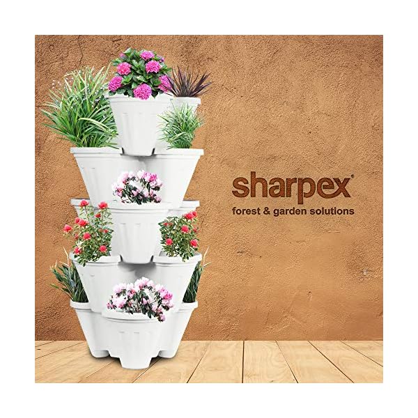 POTS4NATURE Garden Stacking Flower Pot Tower Vertical Plastic Garden Planter Vegetable Flower Strawberry Planter Pot… - Image 7