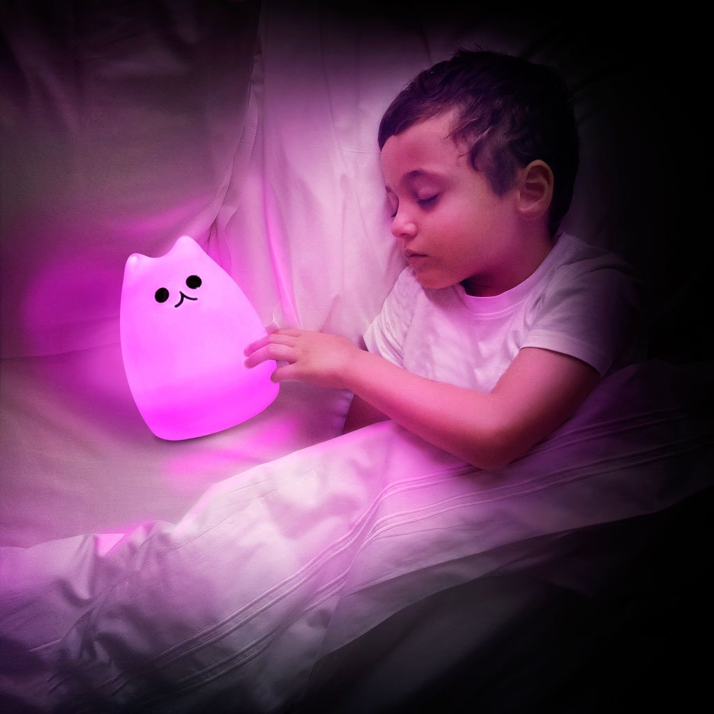 Mystery Cat Night Light for Kids, Soft Silicone LED Baby Nursery Sleep