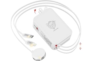 FlexTurtle Apple Watch Charger Travel Essentials, 5 in 1 Travel Charging Station for Apple Devices, Retractable Wall Charger 