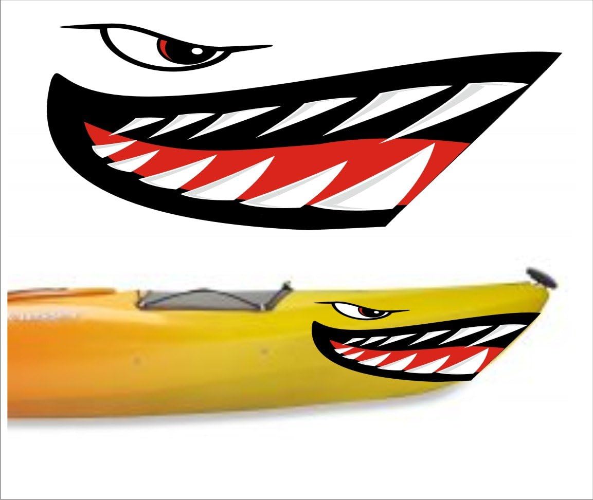 welddecals Shark Teeth Mouth Decal Stickers Kayak Canoe Jet Ski Hobie Dagger Ocean Boat