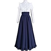 FCCAM Victorian Dress for Women 2-Pieces 1800s Edwardian Dress Ball Gown Renaissance Costume
