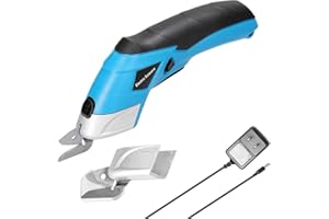 Geevorks Cordless Electric Scissors with Two Blades(45°+75°), Electric Cardboard Cutter Electric Fabric Scissors for Fabric/Cardboard/Carpet/Leather/Felt, 4V Lithium-Ion Rechargeable Battery