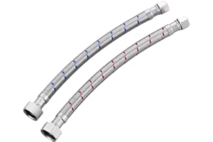ALEASHA 9-Inch Long Faucet Hose, Stainless Steel Braided Faucet Supply Lines Bathroom Kitchen Faucet Connector, G1/2" FIP x 3/8" Compression Sink Water Hose Replacement Parts 2 PCS
