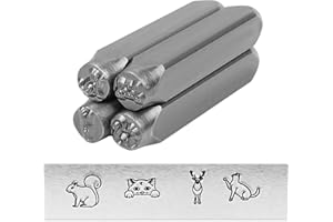BESTNULE 4pcs Metal Design Stamps Punch Stamping Tool, Hard Carbon Steel Tools to Stamp or Punch Metal, Jewelry, Clay, Leather, Wood (Forest Animals 3)