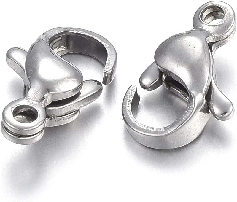 Craftdady 200Pcs Stainless Steel Lobster Claw Clasps 13x8mm Fastener Hook Metal