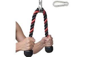 SYL FITNESS Tricep Rope 27 & 36 inches 2 Colors Fitness Attachment Cable Machine Pulldown Heavy Duty Coated Nylon Rope with Solid Rubber Ends