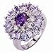 Psiroy 925 Sterling Silver Created Amethyst Filled Cluster Flower Statement Ring Size 8