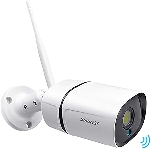 SmartSF 3MP Outdoor WiFi Security Camera Home Security Surveillance Camera with Two-Way Audio,IP66 Weatherproof,Motion Detection,Night Vision,DC Power Adapter,Compatible with iOS/Android System