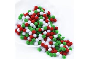 SHINEKOO 600 Pieces Christmas Pom Poms Fluffy Pom Ball for Crafting Red Green White Felt Pom Pom Balls (10MM)