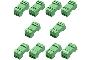 Jienk 10Pcs 3-Pin 300V 8A 15EDGRK 3.81mm Pitch Screw Terminal Block Connector for 28-16AWG