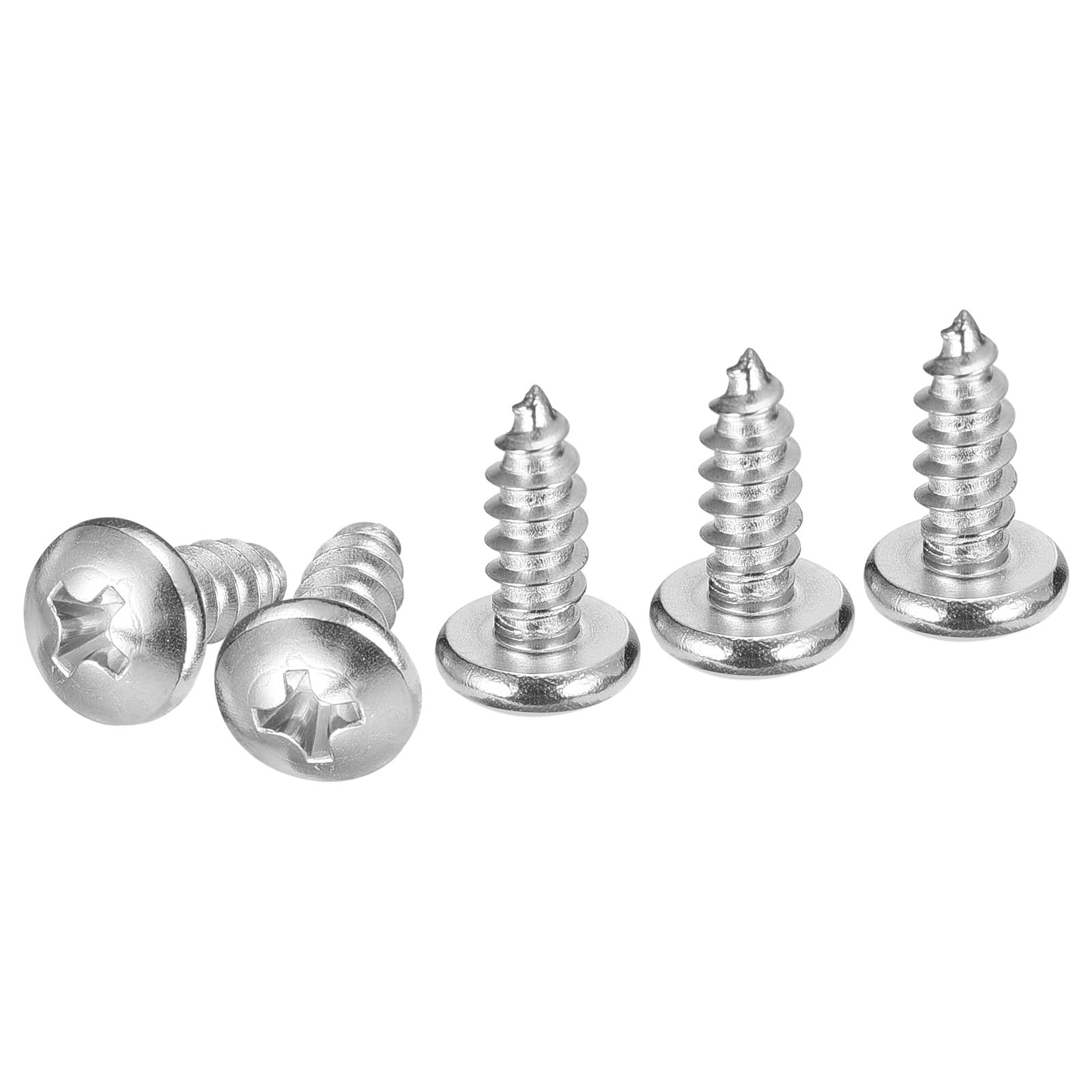 DTGN #10x1/2" Phillips Pan Head Self-tapping Screw - 60Pack - Bright Finish 304 Stainless Steel Sheet Metal Screws Wood Screws — image 1