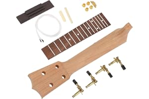21in Unfinished Ukulele Parts Ukulele Kit with Pre Sanded Appearance Neck and String Set for Family Activities