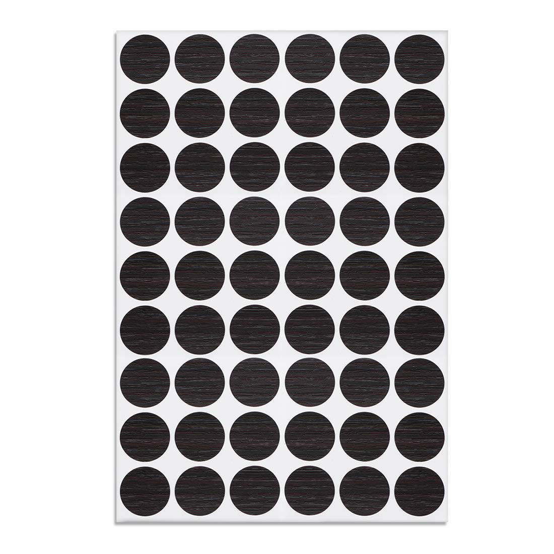 Photo 1 of uxcell Screw Hole Covers Stickers Textured Plastic Self Adhesive Stickers for Wood Furniture Cabinet Shelve Plate 21mm Dia 54pcs in 1Sheet Black, PC-107