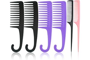 SMARINGWING 6PCS Large Wide Tooth Comb Rat Tail Comb Set, Shower Combs for Wet or Dry Hair, Premium Hair Brush Combs Detangle Curls, Detangler Comb for Detangling Wigs, Styling Curly Parting Kit for Men and Women
